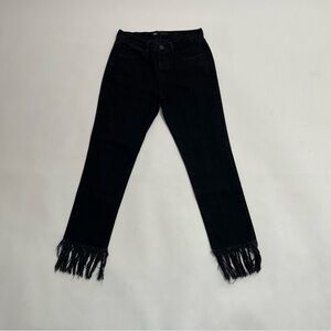 3X1 cropped fringe black jeans